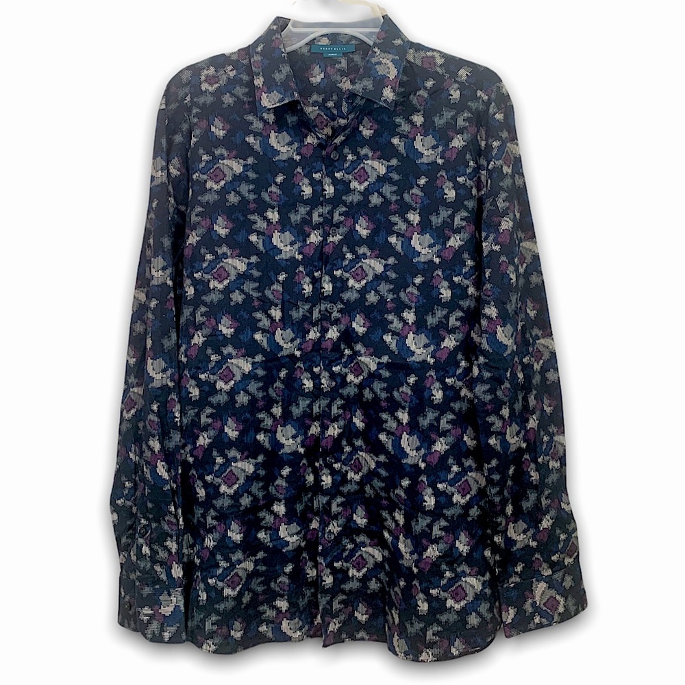 Men’s Perry Ellis Slim Fit Button Up | Long Sleeve | Abstract Pattern | Size L